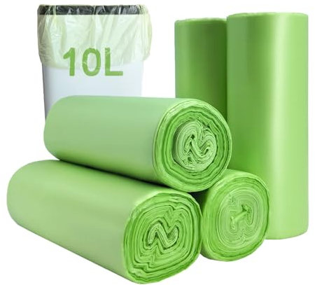 JCKCWL Lot de 100 petits sacs poubelle biodégradables de 10 L, sacs poubelles compostables, sacs poubelle de recyclage pour cuisine, bureau, vert, 45 x 50 cm