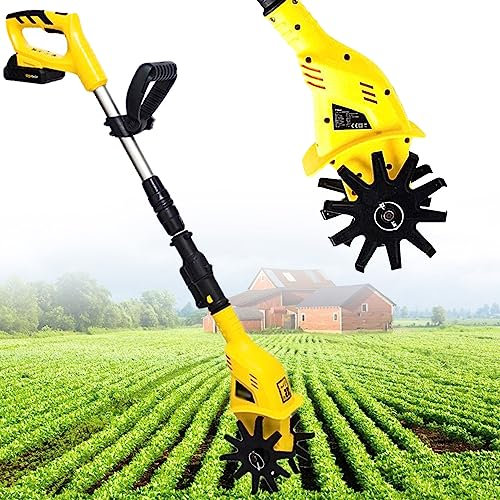 Electric Tiller Garden Soil Cultivator/Rotavator - 10cm Working Width, 17cm Tilling Depth, 10 Steel Blades, Brake Button, Foldable Frame