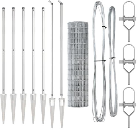 vidaXL Valla Euro con 7 Postes en Punta 1.2 x 10 m de Acero galvanizado | Cercas de Exteriores Resistentes a la Intemperie y duraderas, marcar los límites de tu jardín o como Barrera d