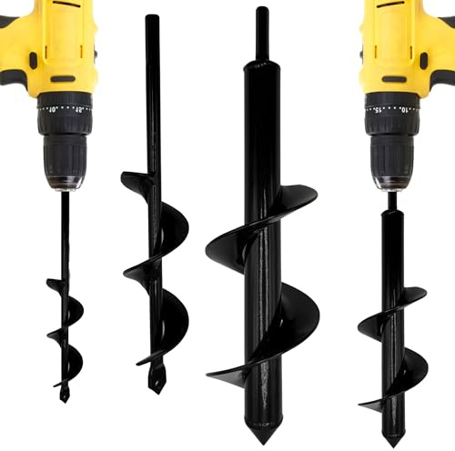 OutdoorGems Auger Post Hole Digger Drill Bit Set – 2 Pack of Spiral Bits 4x22cm & 8x30cm for Garden Planting, Fence Posts, Bulbs, Seeds & Compost – Fits Most Drills, Durable Rust-Resistant Steel