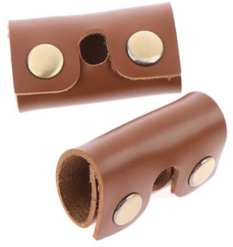 HAMPPLIES 2pcs Manual Case Protective Sheaths for Heads in Brown Synthetic Leather and Iron, Sturdy Sleeve to Protect and Store Head, for Travel and Daily Use