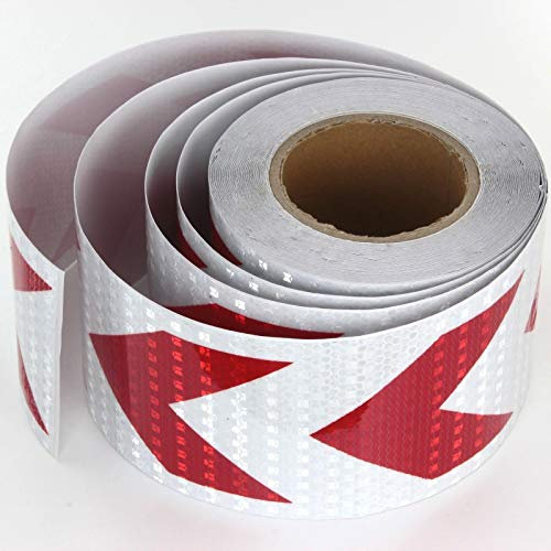 Listello di avvertimento, 25 m x 10 cm, colore: rosso/bianco