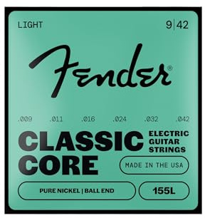 Fender Classic Core Electric Guitar Strings, Vintage Nickel, Ball End, 155L .009-.042