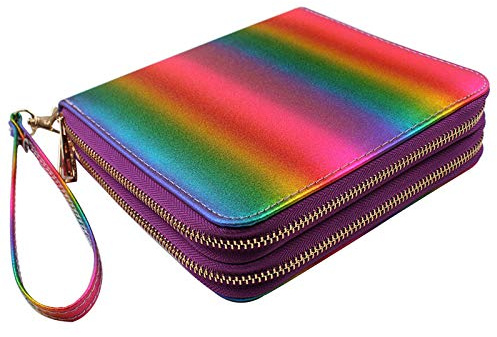 FingerAngel 120 Slots Nail Stamping Plate Holder Case Laser Style Rectangular Manicure Nail Art Plate Organizer with Double Zipper Nail Template Case