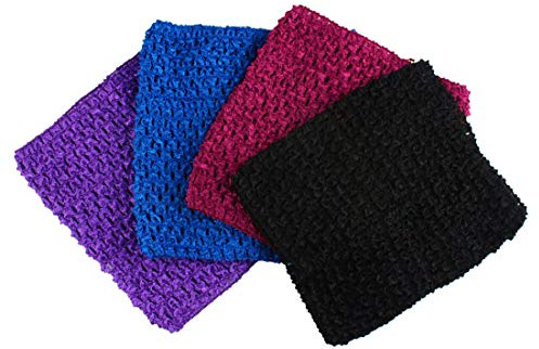 Andux 6 Pulgadas tutú de Ganchillo Tops niñas bebé Tubo Top con Falda tutú Pettiskirt Paquete de 4 ETMX-01(Vino + Zafiro Azul + Púrpura Profundo + Negro)