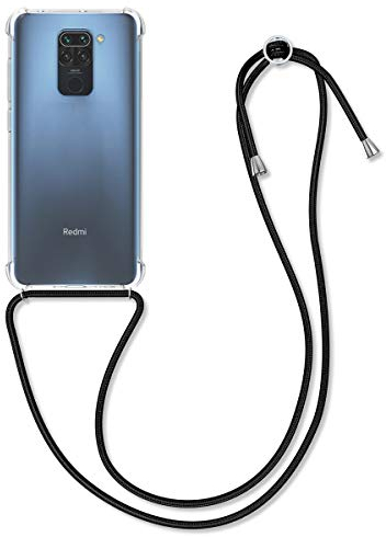kwmobile Carcasa Compatible con Xiaomi Redmi Note 9 Funda con Cuerda - Funda con Correa Colgante - Cordón Ajustable - Bordes elevados