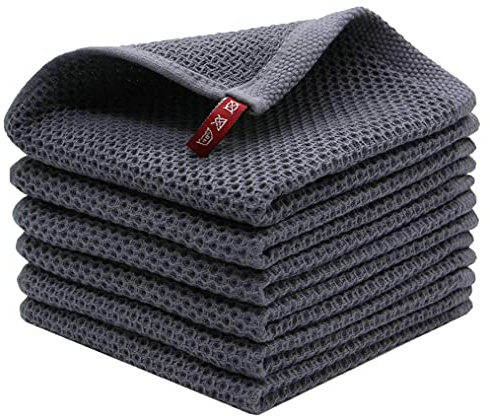 BW&HM Baumwolltücher Spültuch Baumwolle Putzlappen Spüllappen Baumwolltuch Küchentuch für Haushalt Küche Geschirr 6er Set 33x33 cm Grau