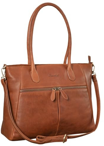 Benthill Damen Handtasche Leder - Hochwertige Ledertasche - Große Klassische Damentasche/Shopper - Elegante Umhängetasche - Schultertasche, Farbe:Braun