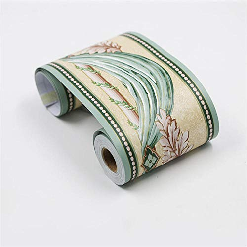 GouieRylin Frise Murale Adhesive Bordure Papier Peint Frise Autocollante pour Cuisine, Salle de Bains, Plafond, Salon, Chambre Décoration Murale Draperie verte 10cm X 900cm