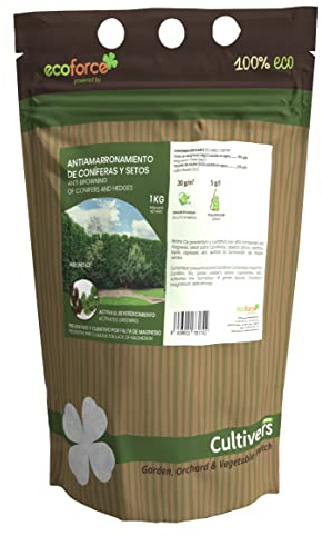 CULTIVATEURS Conifères et Haies Anti-brunissement 1 kg. Engrais écologique préventif et curatif contre le jaunissement et le brunissement idéal pour les conifères, sapins, pins, cèdres, cyprès, etc.