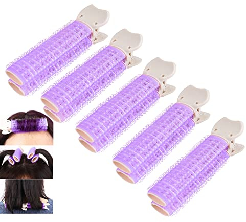 Bigodini per capelli da donna senza calore con fermagli set da 5 pezzi autoadesivi hair curler rollers Viola Ezppuu105