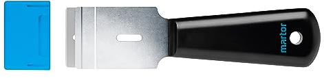 MARTOR Scrapex Argentax, Grattoir à lames arrondies, grattoir à étiquettes, étroit, droitier et gaucher, grattoir pour plaque vitrocéramique, autocollant, plastique, lame interchangeable, ergonomique