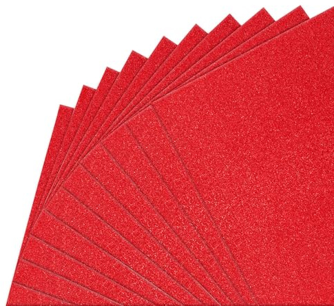 FEILIBAY 20 Sheets Christmas Red Glitter Cardstock Paper, A4 Size Glitter Paper for Crafts, Birthday and Wedding Party decorations, Gift Box packing and Other DIY Projects, 250GSM/92lb