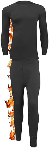 ZRWASKA® Mens Thermal Underwear Sets Long Sleeve Top, T-Shirt Vest & Long Johns Trousers, Tops & Bottoms, Warm Underlayer Winter Thermals Men Set Base Layer Charcoal, Size XL