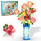 CUBIMANA Flowers Bouquet Building Set with Vase & LED Light, 14 Mini Roses Flower Botanical Building Blocks Toy, Gifts for Valentines Day for Her & Him, DIY Artificial Flower Home Office Decor