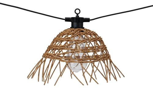 Well Home - Ghirlanda luminosa in rattan, 6 pezzi, con lampadine LED a filamento bianco caldo