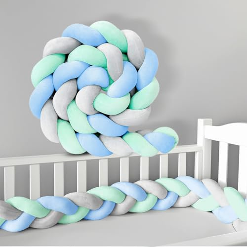 AZMAHT Trenza Almohada De Serpiente De Nudo Cojin Infantil Alfombra Anticolisión para Cama Cojín Protección contra Caídas para Anticolisión Trenza Cuna Bebe Adecuado,B14,200CM
