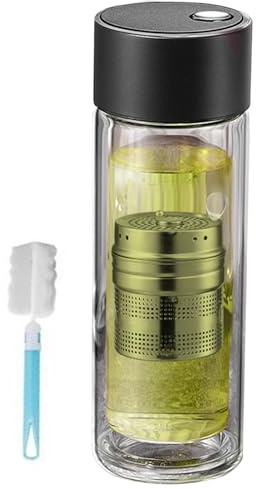 Bouteille d'eau à thé en verre 400 ml, résistante aux hautes températures avec couvercle magnétique, tasse d'eau double couche pour hydratation, sport, gym, voyage, voiture, école, pique-nique, maison