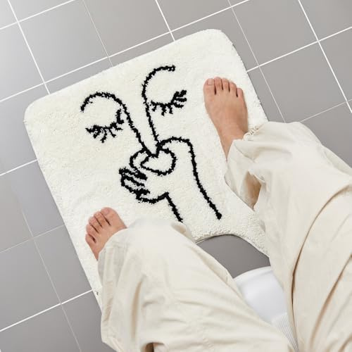 Drydiet Toilet Rug U Shaped Washable Soft and Absorbent Bathroom Rugs Non Slip Bath Mat Machine Wash Bathroom Contour Rug for Toilet Base, 24 x 20 Inch(Bad Smell Humorous)