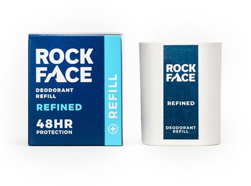 Rock Face Natural Deodorant Refill for Men - 48 Hour Protection, Aluminium Free - Refined Sandalwood & Cedar Scent
