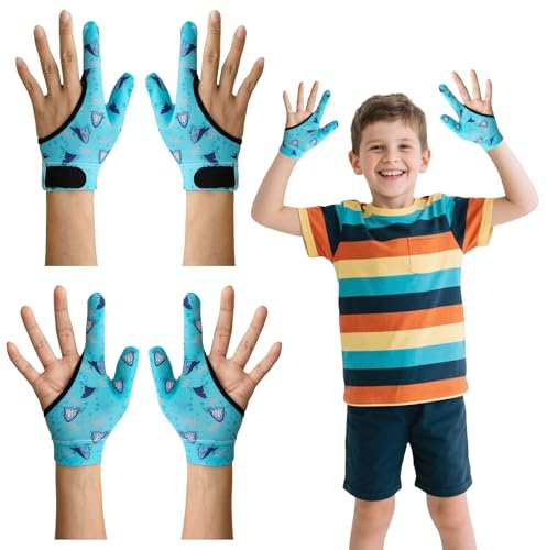 4 pezzi succhiare il pollice, succhiare il pollice, smettere di succhiare il pollice, guanti da masticare, guanti da masticare per bambini e mordere le dita per 5-13 anni. (#11)