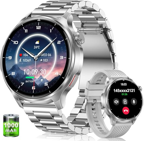 Smartwatch Uomo, Orologio Intelligente Fitness con Chiamate Bluetooth, 1.52 Orologio Smartwatch con 1000mAH Batteria, Sonno Cardiofrequenzimetro, 100+ Sportive, IP68 Smart Watch per Android iOS
