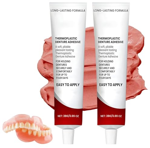 2 Pcs Thermoplastic Denture Adhesives,False Teeth Adhesive Comfortable Fit Long Lasting for Full & Partial Dentures
