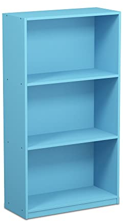 Furinno Basic Bücherregal mit 3 Fächern, Aufbewahrungsregal, holz, Hellblau, 23.5 x 55.25 x 100.33 cm