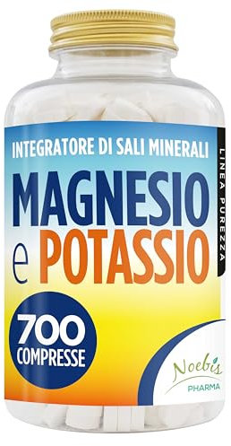 Magnesio e Potassio 700 Compresse - Magnesio Citrato e Potassio Citrato - contro Stanchezza e Fatica Fisica, Caldo, Sali Minerali Organici Altamente Assimilabili - Fornitura di Lunga Durata (1)