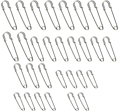 XINGSUI 30-teilige Sicherheitsnadeln, je 10 in 3 Größen, Kurze Rocknadeln, Deckenstifte, Sicherheitsnadeln für Schmuck, Kunsthandwerk und Stricken