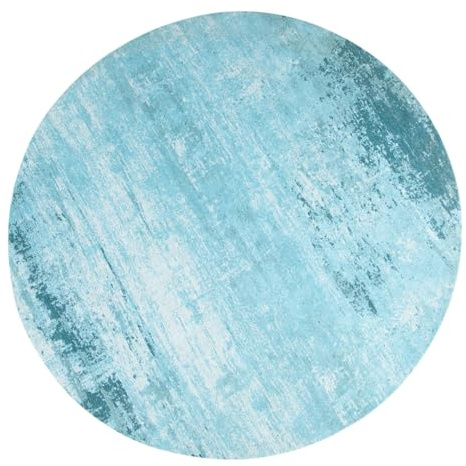 Riess Ambiente Runder Vintage Teppich MODERN Art 150cm türkis verwaschen rund Used Look Wohnzimmerteppich Läufer