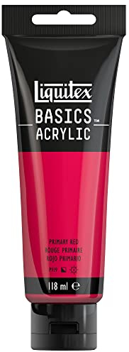 Liquitex 8870040 Basics Acrylfarbe Primärrot – 118ml Tube, lichtecht, mittlere Viskosität, seidenglänzend, monopigmentiert, Archivqualität