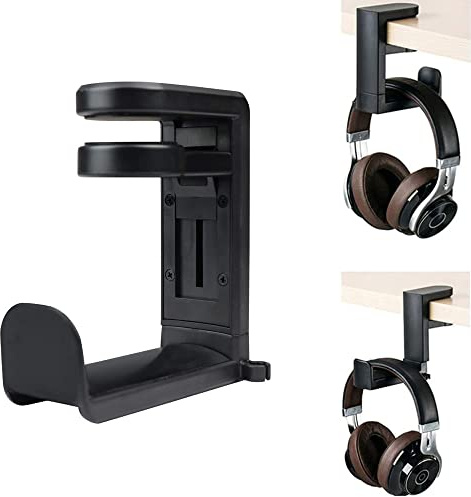 YTYKINOY Black 360 Degree Rotation Adjustable Headphone Stand Headset Hanger PC Gaming Headset Headphone Hook Holder Hanger Mount