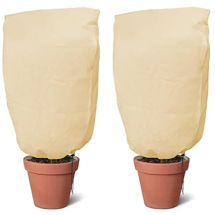 VIRSUS 2 Cappucci Protezione Piante da Gelo e Vento 4746, Color Beige, Traspirante, Cappucci Peso 30 g/m², Sacco Resistente, Chiusura con Cordino, Telo Copri Piante, arbusti (1,2x1,6 Metri)