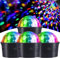 Mini Discokugel Licht,Tragbar Mini Auto LED Disco Party Light DJ Ball Partylicht mit Wiederaufladbar Akku,USB Stimme Steuerung Discokugel Bühnenbeleuchtung für Kinder Geburtstag Party Home (4-Pcs)