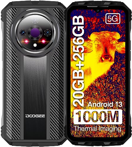 DOOGEE V31GT Telephone Portable Incassable,5G Android 13 Smartphone Incassable 20GB+256GB,Imagerie Thermique,Triple Caméra 50MP Super Vue de Nuit,6.58'' FHD+,10800mAh IP68/NFC/GPS/OTG/WiFi 6 Noir