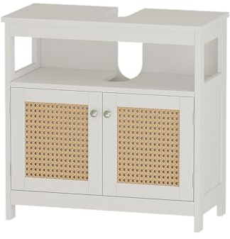 Vicco Mueble bajo Lavabo Rosario, Blanco, 60 x 60 cm con 2 Puertas y Compartimento Abierto
