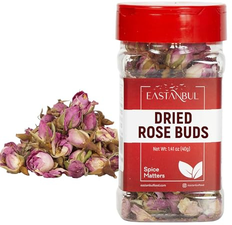 Eastanbul Dried Rose Buds, 1.4oz Edible Rose Buds For Desserts, Caffeine-Free Tea, Edible for Baking, Jam, Crafting, Dry, Natural, Vegan, Non GMO, Gluten Free