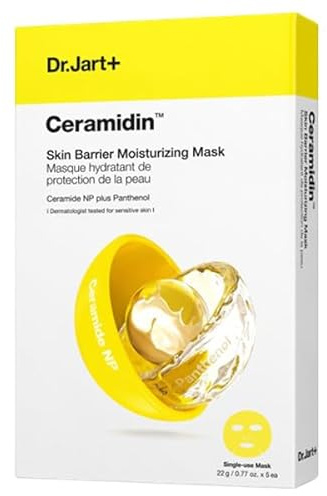 Dr.Jart+ Ceramidin Skin Barrier Moisturizing Korean Face Mask | Sheet Mask | Korean Skin Care, 5 Pack