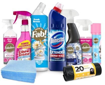 9 Piece Sunday Blitz Cleaning Bundle All-in-One Home Cleaning Kit Perfect for Kitchen Bathroom Windows & General Surfaces