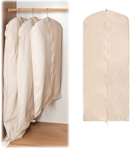 DOUZIO 100% Baumwolle Kleidersäcke 2 Pack Faltbare Anzugtasche Für Reisen, Lange Kleidersäcke Staubdichte Atmungsaktive Kleiderhüllen Mit Reißverschluss Für Mantel, Pelz, Lederjacke(Size:150×60cm)