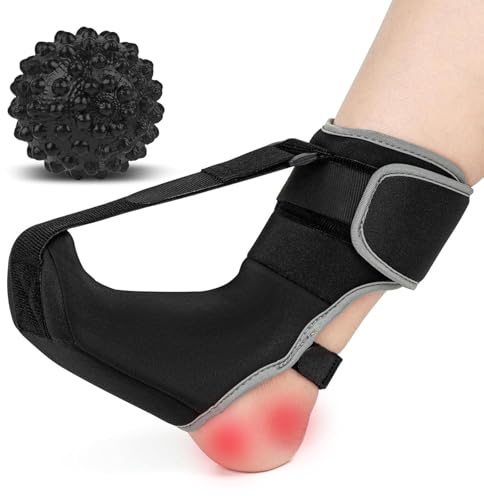 lrgnixs plantar fasciit nattskena, hälsporre bandage med massageball, hälsporre fotbandage för fotsmärta, plantar fasciit bandage för stöd vid platta fötter klackar fotled