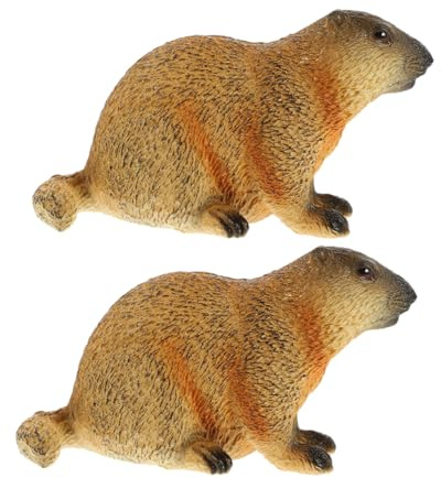 TOYANDONA 2pezzi Decorazione da Giardino Forma di Marmotta Statua Animale Simulata per Esterni Decorazioni Artigianali per Prato Marmotta Artificiale Realistica