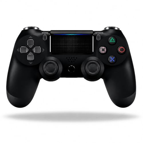 edgivet Mando Inalámbrico Compatible con PS4, Bluetooth, Vibración Dual y Función Turbo, Gamepad Recargable para PS4 / Slim/Pro (Negro)