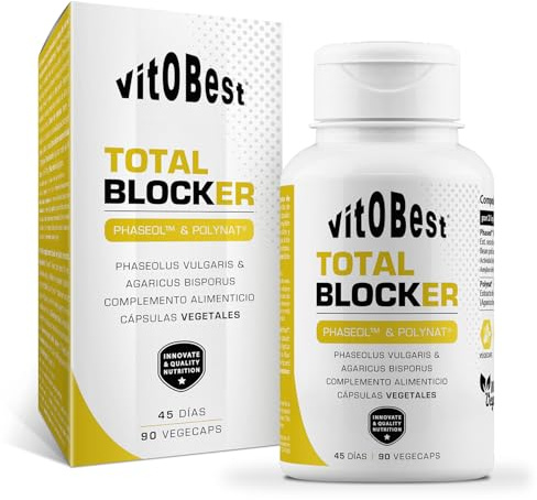 VITOBEST | Control de peso Total Blocker | Contribuye a evitar que los carbohidratos complejos se descompongan en azúcares simples | Puede favorecer la pérdida de peso | 90 VegeCaps