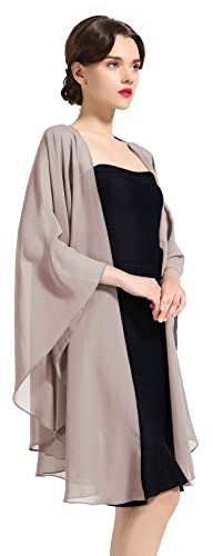 BEAUTELICATE Femme Étole Châle Elégant Foulard Boléro Cape en Mousseline de Soie Pour Robe de Soirée Mariage Mariée Cérémonie(Kaki, Taille Unique)