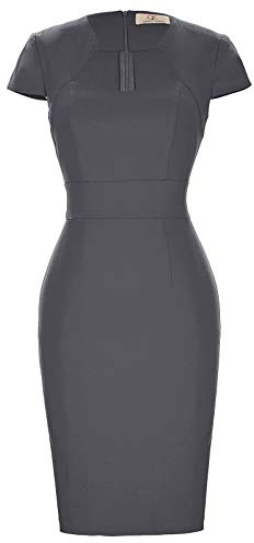 Grace Karin – Vestido de años 50 Vintage lápiz Cap Sleeve Wiggle Vestido cl7597 - Gris -