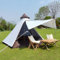 Leichtes, wasserdichtes Doppelschicht-Camping-Tipi-Zelt, Indianer-Tipi-Zelt, Jurte, Tipi-Zelt für Outdoor-Wandern. (Weiß)
