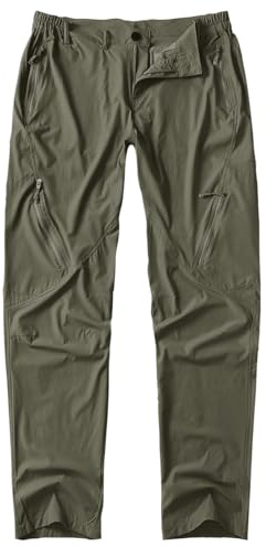 Postropaky Mens Hiking Quick Dry Lightweight Waterproof Fishing Pants Outdoor Travel Climbing Stretch Pants(Green32x32)