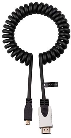 HDMI Cable 1.5M HDMI to Micro HDMI Coiled Male to Male Lead High Speed 18Gbps 2.0 4K Compatible with Raspberry Pi 4, Hero 7 6 5, Sony A6000 A6300, Nikon B500 Camera, Huawei MediaPad, ASUS Zenbook